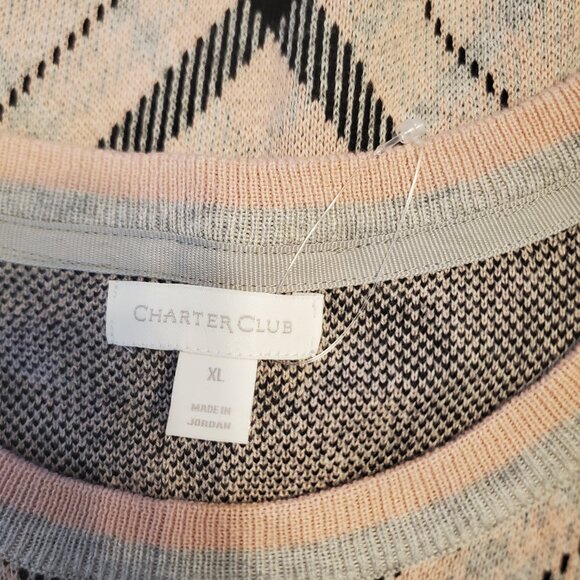Charter Club Womens Grey Argyle Knit Sweater XL - Picture 9 of 11